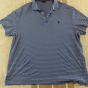 Ralph Lauren Navy and White Striped Polo Shirt 2XL
